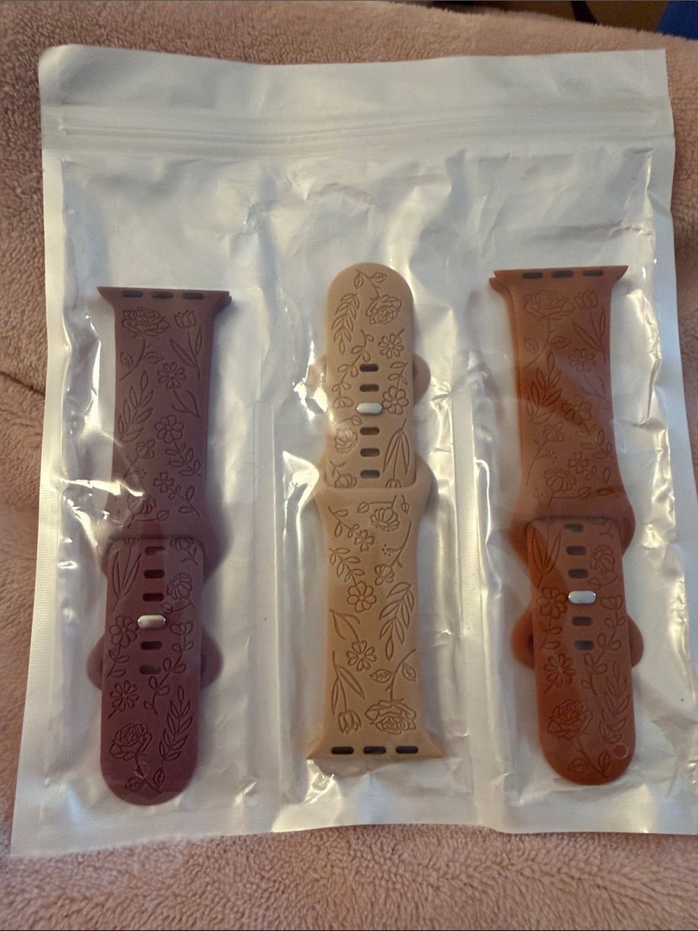 Silicone Floral Apple Watch Bands - Plum, Beige, Rust